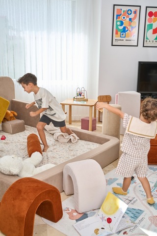 Funbed Yeni Nesil Montessori Çocuk Yatağı & Oyun Alanı Yıkanabilir Sıvı Geçirmez Bej - 836527200