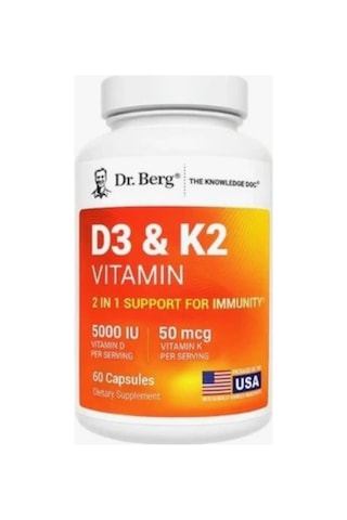 Dr. Berg Maximum Strenght 2-ın-1 D3 K2 5000 Lu 60 Kapsül
