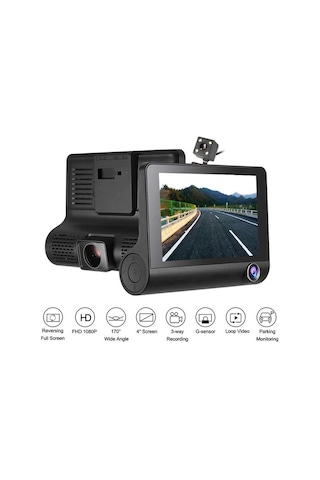 3 Kameralı 1080p Yol Kayıt Araç Kamerası Türkçemenü Üç Kameralı