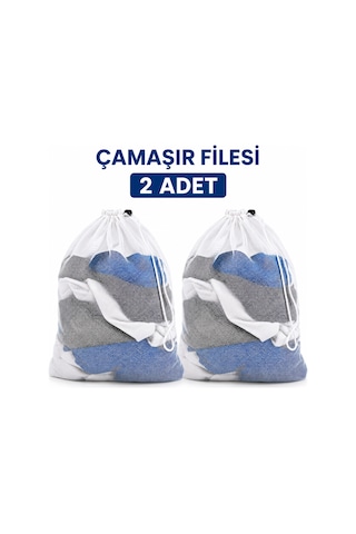 Çamaşır Yıkama Filesi 2 Adet 40x60 Cm Fermuarlı Hassas Çamaşır Koruma Torbası Makine Yıkama Filesi Beyaz