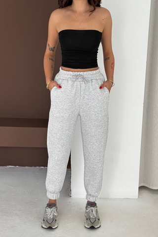 Kadın Yüksek Bel Jogger Eşofman Altı Soft Motion Gri