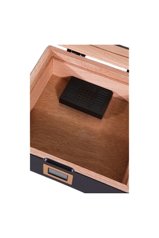 Premiumquality Siyah Camlı Sedir Küçük Humidor Puro Kutusu