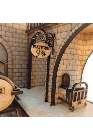 Platform 9 3/4 Tren İstasyonu Ahşap Maket Seti Dıy Book Nook Koleksiyoner Modeli