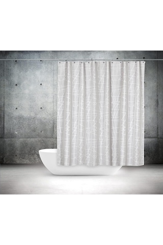 Tropikhome Mermer Desen Banyo Perdesi - Beyaz Çizgili Duş Perdesi, 180x200 Cm Tek Kanat Banyo Duş Perdesi - Lüx Küv Genel