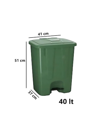 Omnipazar Sy-4255 40 Lt Köşeli Pedallı Plastik Çöp Kovası İç Kovasız Yeşil