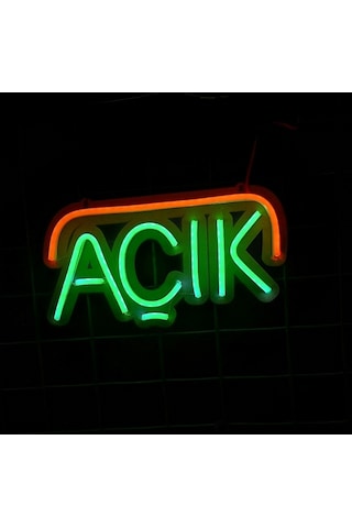 Açık Neon Yazı Led Neon Yazı-Yeşil - Turuncu