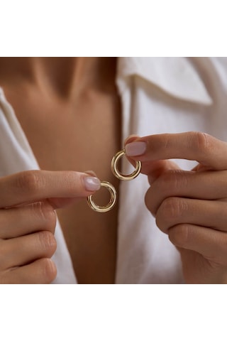 14k Altın Halka Küpe 3 Mm 1.5 Cm T14306 Renkli