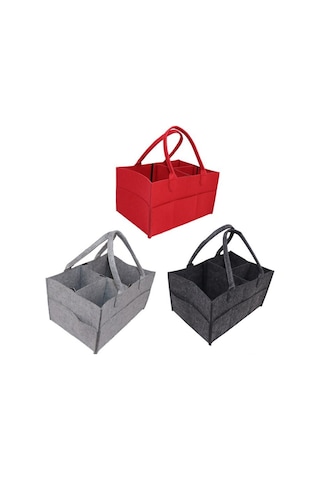 Dianziye Bebe Bezi Felt Depolama Çantası - Ev Ve Seyahat İçin Organize, Hafif Ve Dayanıklı, Gri, 34x24x18 Cm Gri