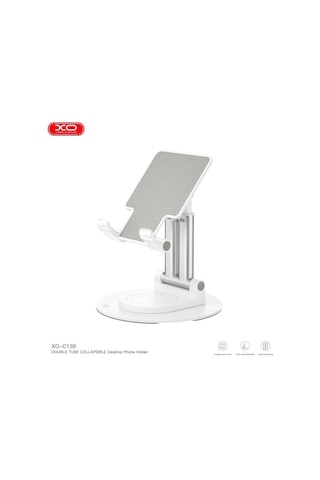 360 Dönebilir Çift Tüp Tasarımlı Ayarlanabilir Masaüstü Telefon Ve Tablet Standı C139