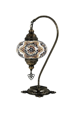 El Yapımı Mozaik Masaüstü Komodin Otantik Dekor Lamba Gece Lambası Abajur Amber