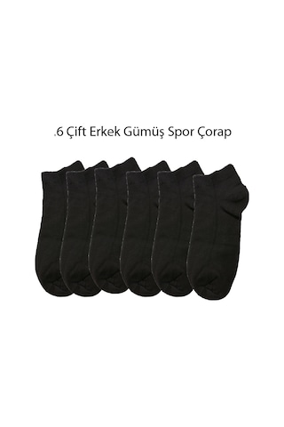 6 Çift Doliche Gümüş Erkek Modal Patik Çorap-6 Çift Beyaz-40-44 Beyaz