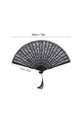 Shineyee Kadınlar İçin Bambu Saplı Siyah Dokuma Fantezi, Serinletici, Dekoratif, Ev Ofis Tören Dans Props, Taşınabilir Katlanabilir Plevne