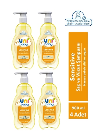 Uni Baby Sensitive Saç Ve Vücut Sampuanı 900 Ml X 4 Adet Tüm Saçlar