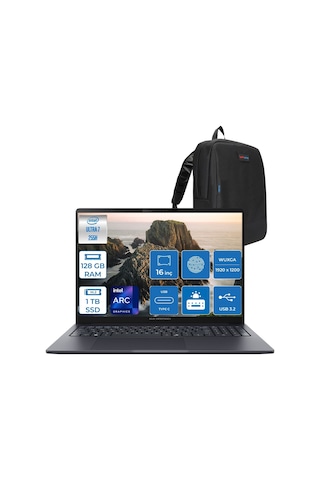 Asus ExpertBook B5 B5605CCA-U716512B1D-F33 Ultra 7 255H 128 GB 1 TB SSD 16" Free Dos Dizüstü Bilgisayar + Zetta Çanta