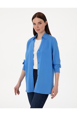 Pierre Cardin Kadın Mavi Gömlek Desenli 50311566-vr036 Mavi