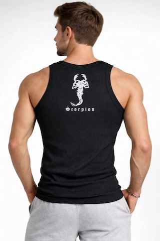 Novalisse Erkek Fitilli Atlet Sıfır Yaka Slim Fit Arka Baskılı Spor Atlet - Siyah Çoklu Renk