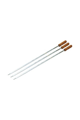 Ahşap Saplı Tavuk Şişi - Dar Yassı - Metal - 50 Cm Diğer