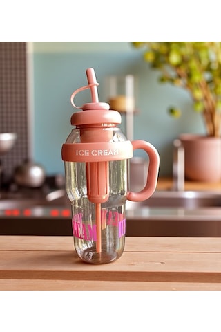 1300 Ml Kulplu Suluk Matara Detox Ve Soğuk İçecek Şişesi Pipetli Suluk Taşınabilir Bpa İçermez Yavruağzı