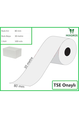 80x30 Metre Termal Yazarkasa Ve Adisyon Rulosu 100 Adet
