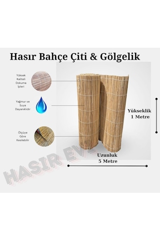 1 Metre X 5 Metre Kamış Hasır Çit Balkon Çiti Bahçe Çiti Gölgelik