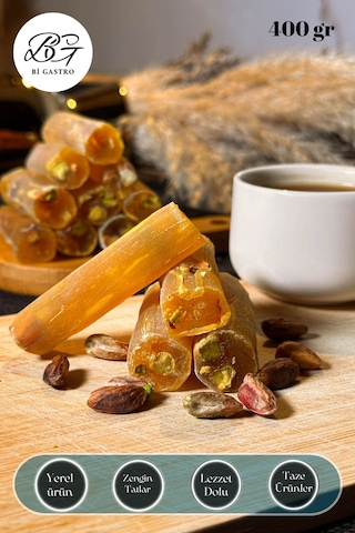 Limonlu Fıstıklı Çifte Kavrulmuş Fitil Lokum - Türk Lokumu - 400 Gr