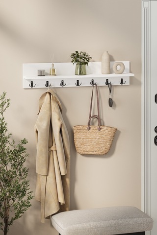 Bofigo Portmanto Duvar Askılığı Elbise Askılığı Yıldız Beyaz 91 Cm Beyaz
