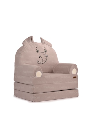 Portatif Katlanabilir Sevimli Çocuk Koltuğu - 3 Katlı Çocuk Yatak Koltuk - Taşınabilir Bebek Koltuğu Gri