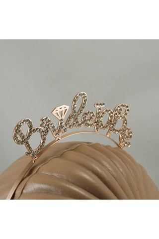Partivitrini Bride To Be Parlak Taşlı Rose Gold Metal Bekarlığa Veda Partisi Taç