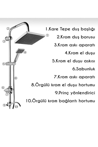 Faumix Ckt01 Krom Yağmurlama Tepe Duş Seti Krom