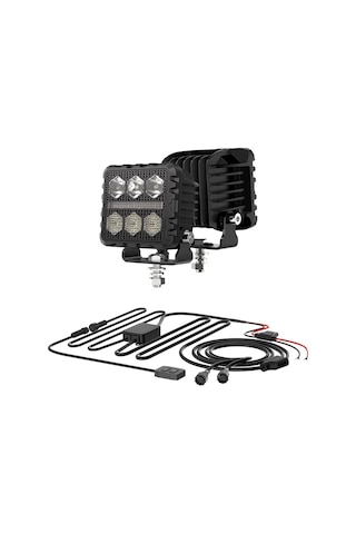 Off Road Tampon Ve Kaput Üstü Led 3 İnç Gündüz Led Sis Farı Çalışma Lambası Kablo Set Takım Lamba