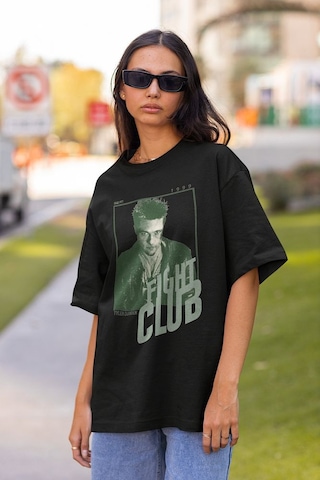 Fight Club 1999 Tyler Durden Baskılı Unisex Tişört, Oversize Film Siyah