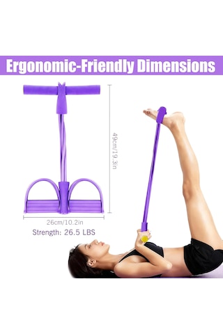 Body Trimmer Egzersiz Aleti El Ayak Egzersiz 6'lı Direnç Lastiği Karın Kası Çalıştırma Aleti 6 Tüplü Lastikli Spor Aleti 6 Lastikli Mor