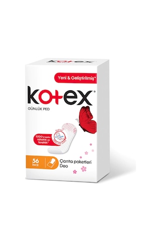 Kotex İnce Günlük Ped Parfümlü Çanta Paketleri 56'lı Kotex İnce Günlük Ped Parfümlü Çanta Paketleri 56'lı