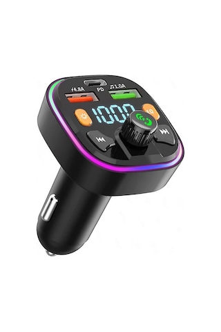 Bluetooth Car Adapter Bluetooth 5.0 Fm Radio Transmitter Radio Adapter Car Kit Bluetooth Car Charger Adapter Pd+qc3.0 Black