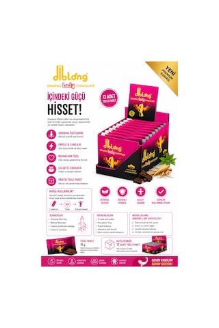 Ginseng Lady Chocolate 12'li Tekli Paket Bitkisel İçerikli Çikolata