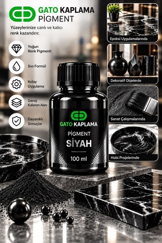 Gato Kaplama Solvent Bazlı Transparan Sıvı Pigment Boya 100 Ml Siyah Renk Renklendirici