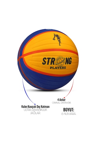 Telvesse Sarı Lacivert Basketbol Topu Grafiti Kauçuk Dayanıklı Deep Kanal Kabartmalı No:6 B66