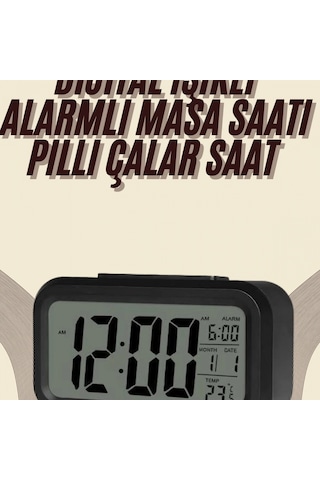Dijital Masa Saati Termometreli Takvim Çalar Saat Led Ekran Pilli Renkli 01617591