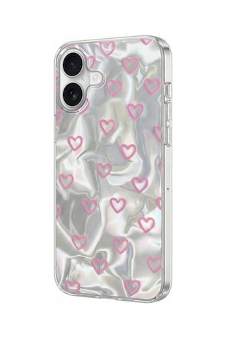 Apple İphone 17 Uyumlu Kılıf Pink Heart Silikon Kılıf Pembe