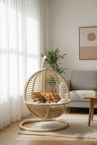 Reyo Pet Lüxperi Kedi Salıncağı & Kedi Yatağı & Kafesi 38x45x65 Cm Krem