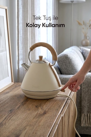 Fressi FR-KT07 Retro Mavera 1,7 L Ahşap Kulp Detaylı Kettle Su Isıtıcısı