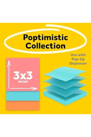 Pop-up Notlar, 7,6 X 7,6 Cm, 6 Blok, Amerika'n N 1 Favorite Sticky Notes, Cape Town Collection, Parlak Renkler Macenta, Pembe, Mavi, Ye İl , Temiz Karma, Geri D N T R Lebilir R330-12an