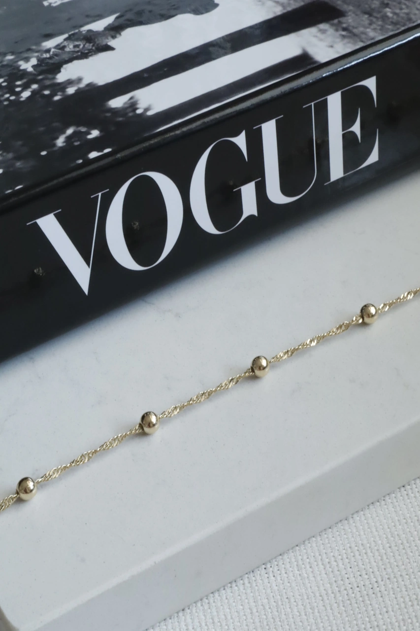 Kadın Kolye Kararmaz 14k Altın Renk Vip Seri İthal Büyük Topçuklu Kolye Altın