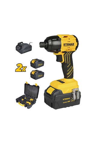 Rtrmax RTS5020 Şarjlı Torklu Vidalama Makinası Kömürsüz 200 Nm 2x4 Ah 20V Çift Akü S-Lion