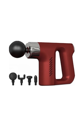 Yüksek Güçlü 4 Farklı Başlıklı Hızlı Şarjlı Kas Ve Vücut Masaj Tabancası Gri