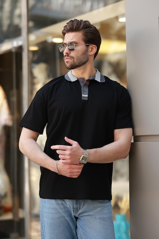 Madmext Siyah Polo Yaka Erkek T-shirt E7147 Siyah