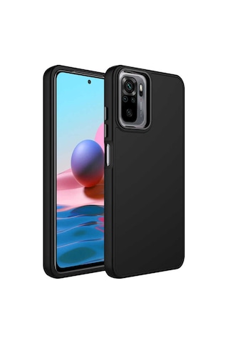Xiaomi Redmi Note 10 Kılıf Metal Çerçeve Ve Buton Tasarımlı Silikon Zore Luna Kapak Pembe
