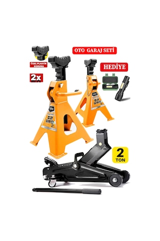 2ton Kapasiteli Tekerlekli Araç Krikosu +2ton X2ad Çif Sehpa Tip