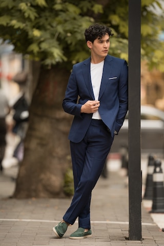 Apartro Slimfit Mono Yaka Yarım Astarlı 6 Drop Çift Yırtmaç Modal Takım Elbise Sax Mavi