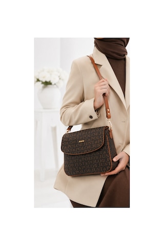 Genel Markalar Yeni Sezon Kolon Askılı 4 Bölmeli Kadın Çantası 25x15cm Kahverengi
